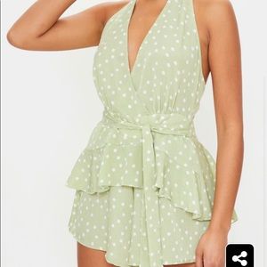 Sage Green Polka Dot Romper